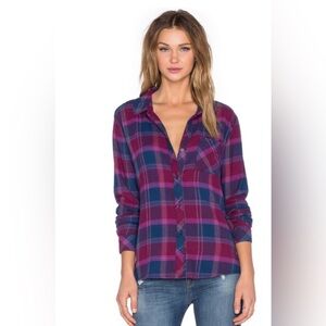 SOLD Rails Size L Lightweight Flannel Long Sleeve in Cranberry, Purple, Blue